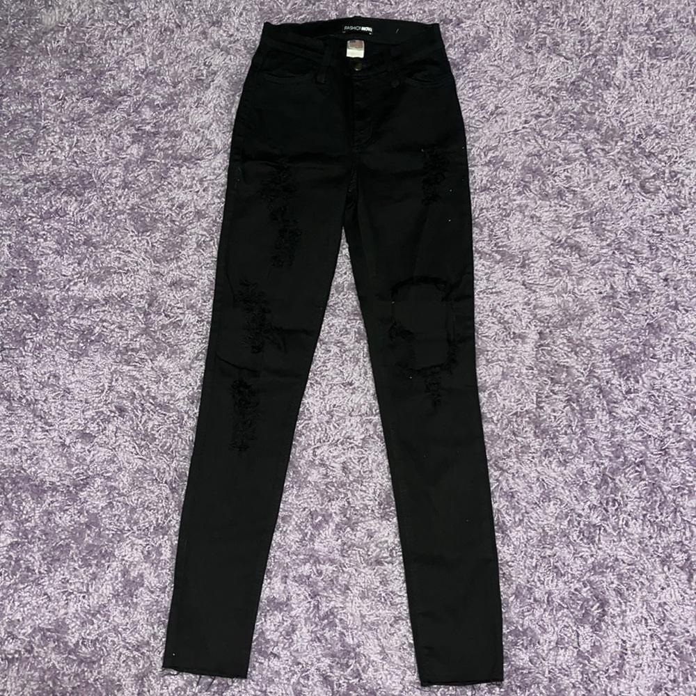 fashion nova ripped black skinny jeans